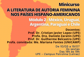 Inscrições abertas para o Módulo II do Minicurso “A literatura de autoria feminina nos países hispano-americanos”